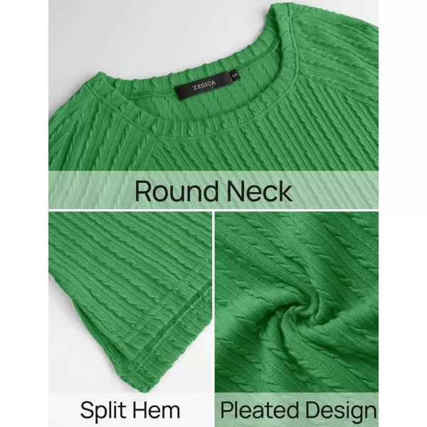 imageZESICA Long Sleeve Shirts for Women Crewneck Side Slit Casual Loose Tunic Tops Lightweight Basic Tee Fashion ClothesGreen