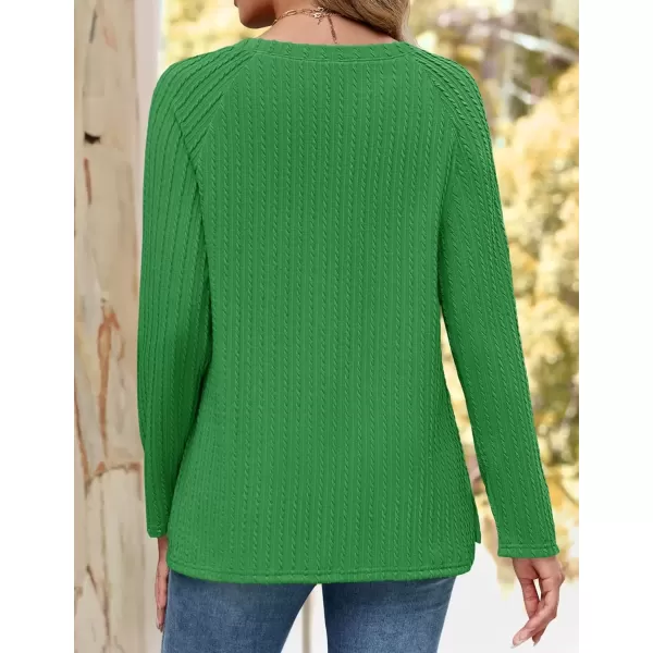 imageZESICA Long Sleeve Shirts for Women Crewneck Side Slit Casual Loose Tunic Tops Lightweight Basic Tee Fashion ClothesGreen