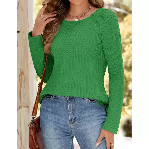 imageZESICA Long Sleeve Shirts for Women Crewneck Side Slit Casual Loose Tunic Tops Lightweight Basic Tee Fashion ClothesGreen