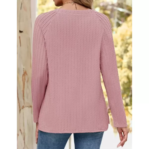 imageZESICA Long Sleeve Shirts for Women Crewneck Side Slit Casual Loose Tunic Tops Lightweight Basic Tee Fashion ClothesPink