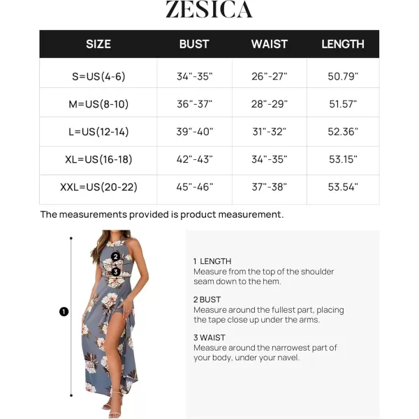 imageZESICA Womens 2024 Summer Halter Neck Floral Print Backless Split Beach Party Maxi DressGrey