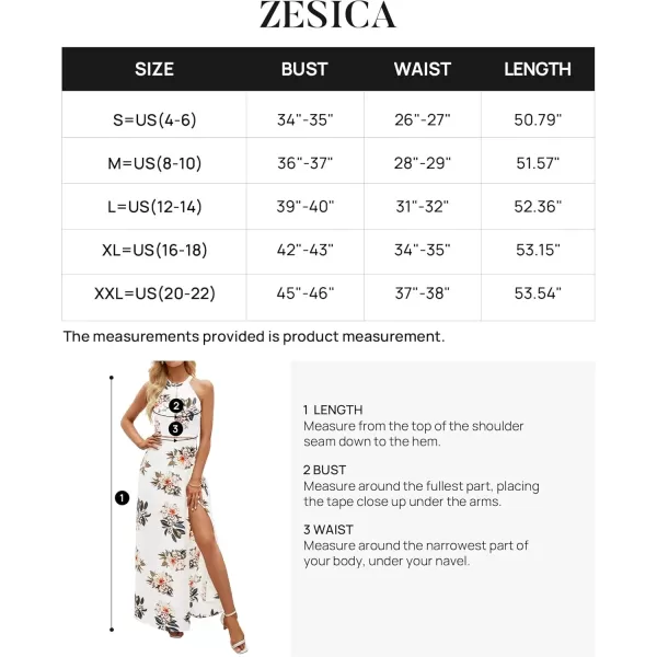 imageZESICA Womens 2024 Summer Halter Neck Floral Print Backless Split Beach Party Maxi DressWhite