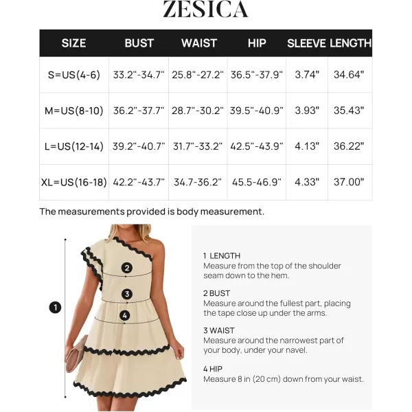 imageZESICA Womens 2024 Summer One Shoulder Dresses Ruffle Short Sleeve Tiered Layered Swing A Line Mini SundressSand