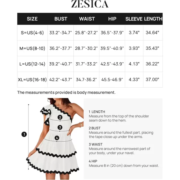 imageZESICA Womens 2024 Summer One Shoulder Dresses Ruffle Short Sleeve Tiered Layered Swing A Line Mini SundressWhite
