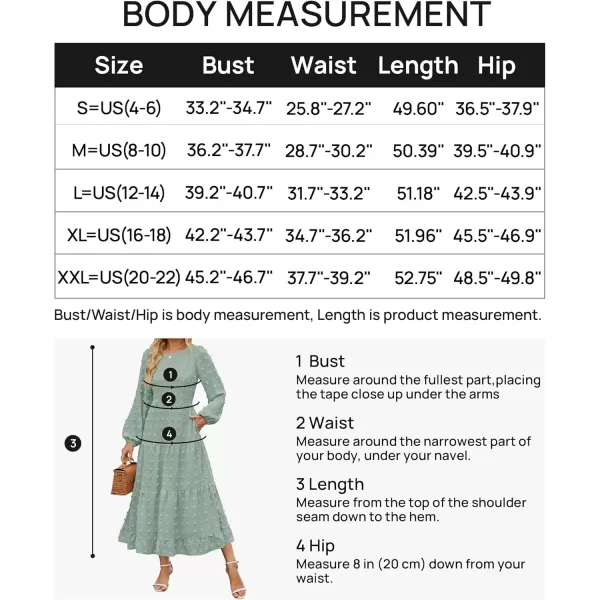 imageZESICA Womens Fall Long Sleeve Maxi Dresses 2024 Casual Crew Neck Swiss Dot Tiered Flowy A Line Wedding Guest DressSage
