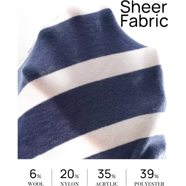 imageZESICA Womens Long Sleeve Lightweight Striped Tops 2024 Fall Crewneck Ribbed Knit ShirtsDarkblue