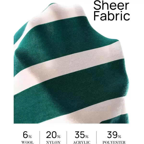 imageZESICA Womens Long Sleeve Lightweight Striped Tops 2024 Fall Crewneck Ribbed Knit ShirtsGreen