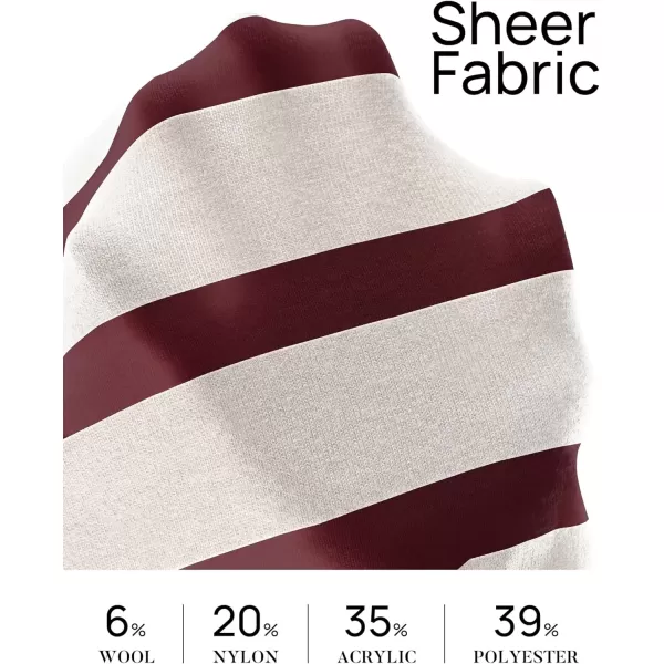 imageZESICA Womens Long Sleeve Lightweight Striped Tops 2024 Fall Crewneck Ribbed Knit ShirtsWine