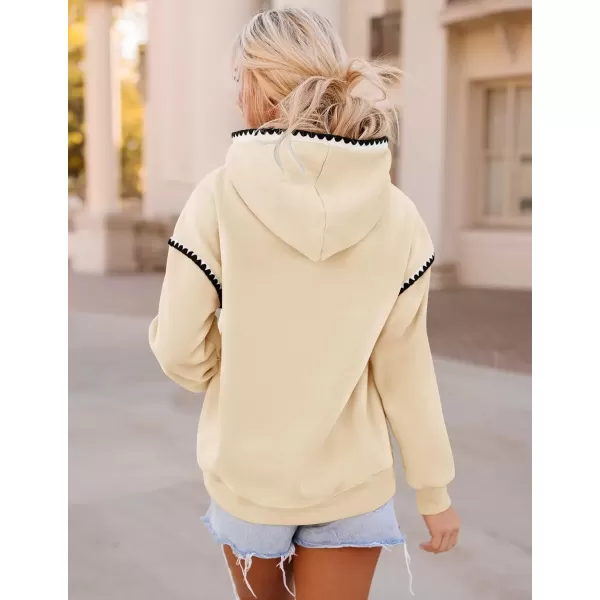 imageZESICA Womens Oversized Sweatshirts Fleece Hoodies Long Sleeve Pullover Fall Outfits with PocketApricot