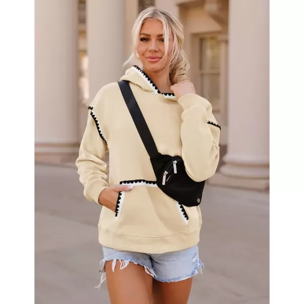 imageZESICA Womens Oversized Sweatshirts Fleece Hoodies Long Sleeve Pullover Fall Outfits with PocketApricot