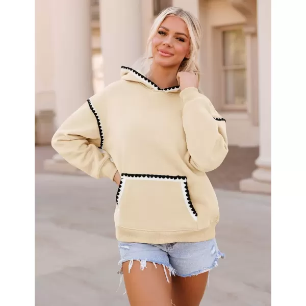 imageZESICA Womens Oversized Sweatshirts Fleece Hoodies Long Sleeve Pullover Fall Outfits with PocketApricot