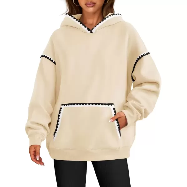 imageZESICA Womens Oversized Sweatshirts Fleece Hoodies Long Sleeve Pullover Fall Outfits with PocketApricot