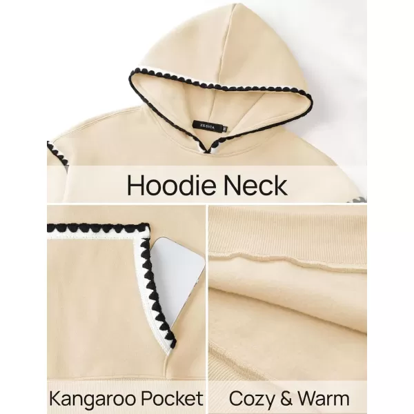 imageZESICA Womens Oversized Sweatshirts Fleece Hoodies Long Sleeve Pullover Fall Outfits with PocketApricot