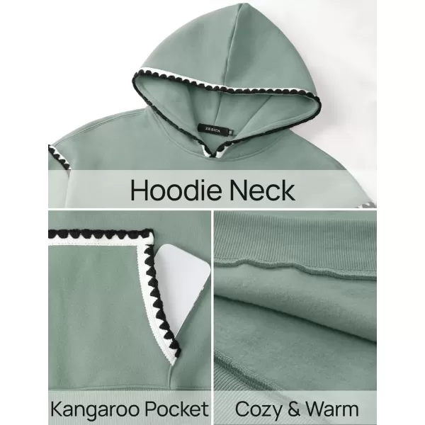 imageZESICA Womens Oversized Sweatshirts Fleece Hoodies Long Sleeve Pullover Fall Outfits with PocketBeangreen