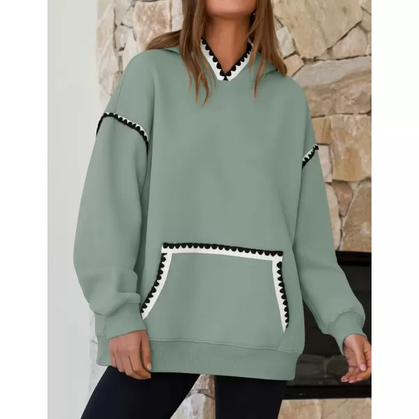 imageZESICA Womens Oversized Sweatshirts Fleece Hoodies Long Sleeve Pullover Fall Outfits with PocketBeangreen