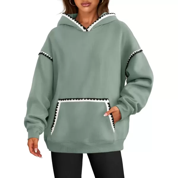 imageZESICA Womens Oversized Sweatshirts Fleece Hoodies Long Sleeve Pullover Fall Outfits with PocketBeangreen