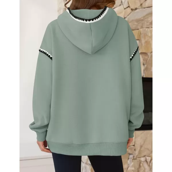 imageZESICA Womens Oversized Sweatshirts Fleece Hoodies Long Sleeve Pullover Fall Outfits with PocketBeangreen