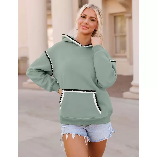imageZESICA Womens Oversized Sweatshirts Fleece Hoodies Long Sleeve Pullover Fall Outfits with PocketBeangreen