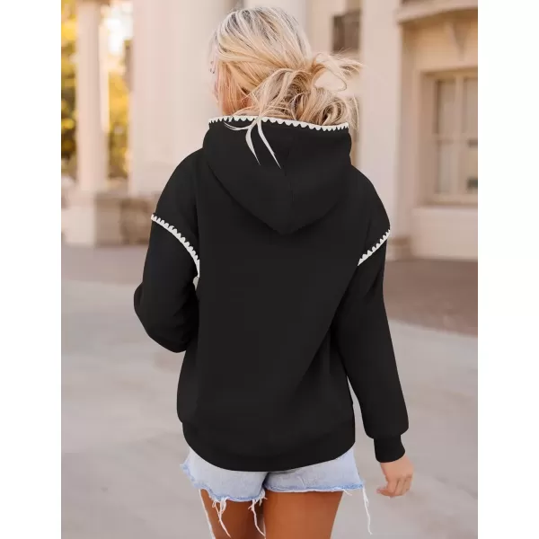 imageZESICA Womens Oversized Sweatshirts Fleece Hoodies Long Sleeve Pullover Fall Outfits with PocketBlack