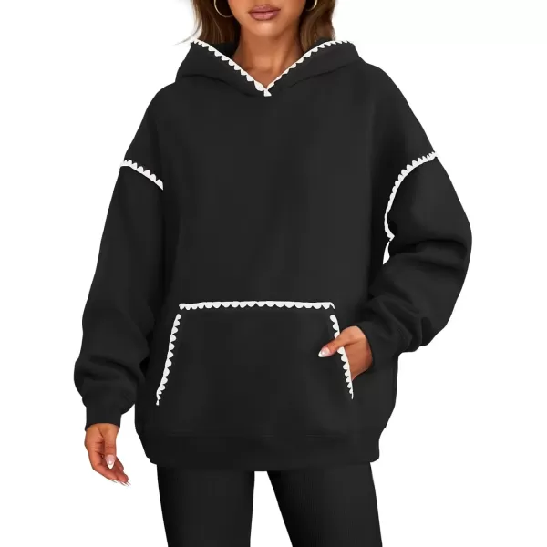 imageZESICA Womens Oversized Sweatshirts Fleece Hoodies Long Sleeve Pullover Fall Outfits with PocketBlack