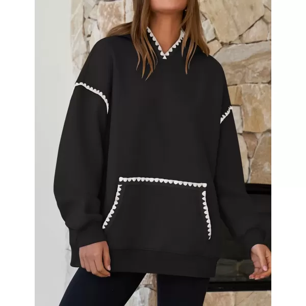 imageZESICA Womens Oversized Sweatshirts Fleece Hoodies Long Sleeve Pullover Fall Outfits with PocketBlack