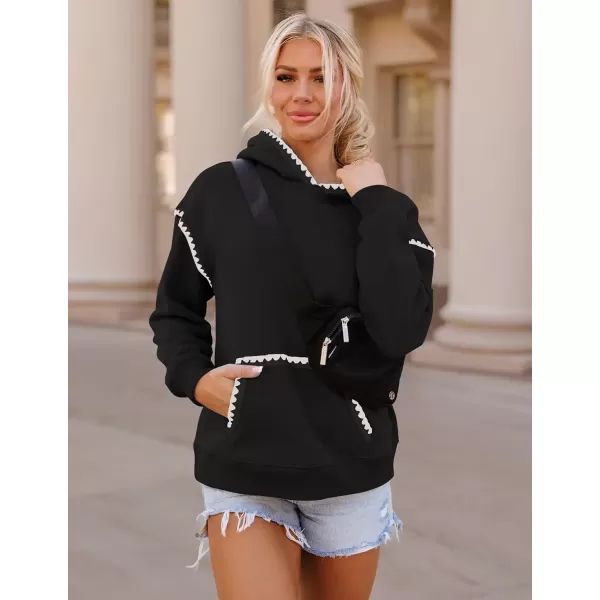 imageZESICA Womens Oversized Sweatshirts Fleece Hoodies Long Sleeve Pullover Fall Outfits with PocketBlack