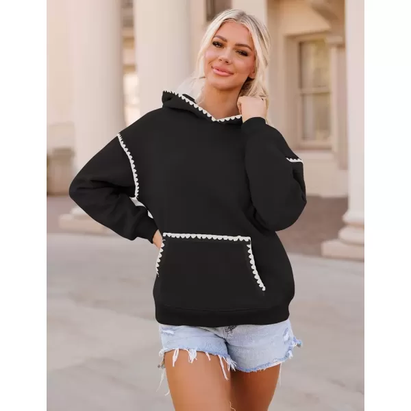 imageZESICA Womens Oversized Sweatshirts Fleece Hoodies Long Sleeve Pullover Fall Outfits with PocketBlack
