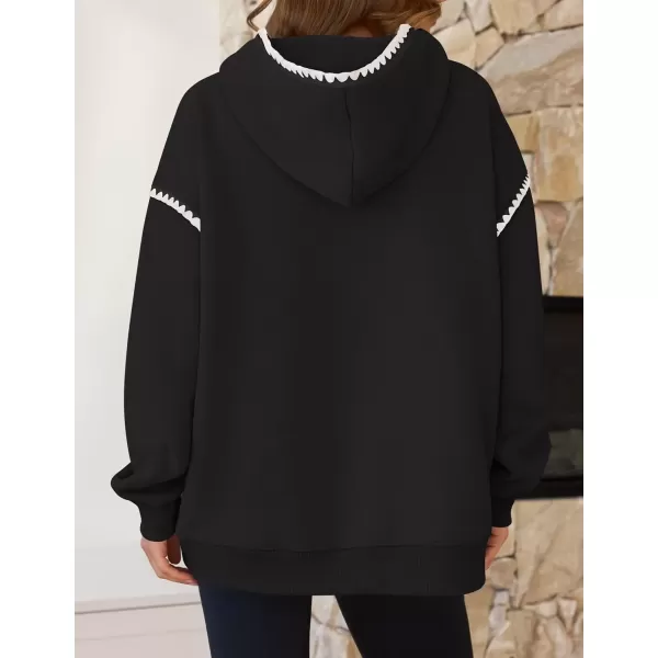 imageZESICA Womens Oversized Sweatshirts Fleece Hoodies Long Sleeve Pullover Fall Outfits with PocketBlack