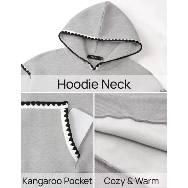 imageZESICA Womens Oversized Sweatshirts Fleece Hoodies Long Sleeve Pullover Fall Outfits with PocketGrey