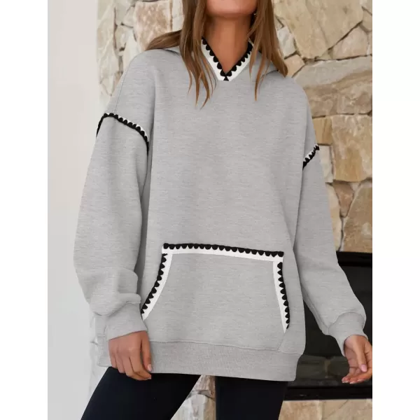 imageZESICA Womens Oversized Sweatshirts Fleece Hoodies Long Sleeve Pullover Fall Outfits with PocketGrey