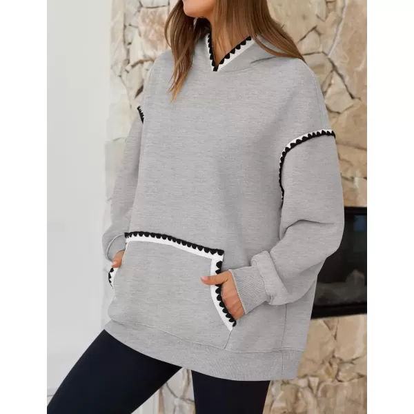 imageZESICA Womens Oversized Sweatshirts Fleece Hoodies Long Sleeve Pullover Fall Outfits with PocketGrey