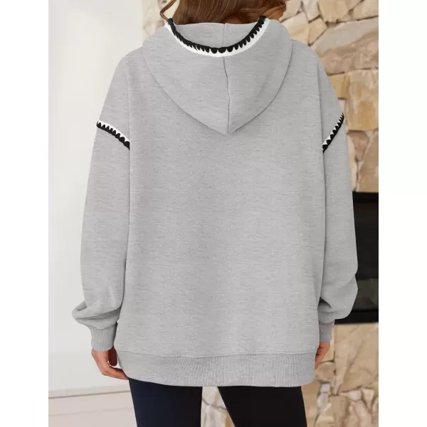 imageZESICA Womens Oversized Sweatshirts Fleece Hoodies Long Sleeve Pullover Fall Outfits with PocketGrey
