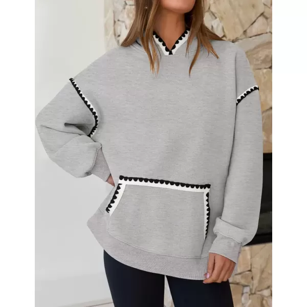 imageZESICA Womens Oversized Sweatshirts Fleece Hoodies Long Sleeve Pullover Fall Outfits with PocketGrey