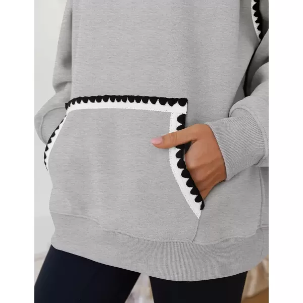 imageZESICA Womens Oversized Sweatshirts Fleece Hoodies Long Sleeve Pullover Fall Outfits with PocketGrey