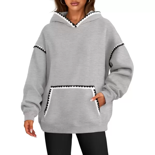 imageZESICA Womens Oversized Sweatshirts Fleece Hoodies Long Sleeve Pullover Fall Outfits with PocketGrey