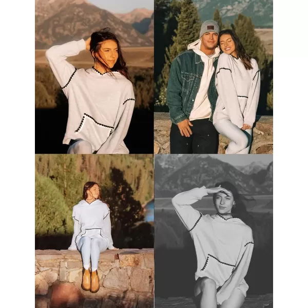 imageZESICA Womens Oversized Sweatshirts Fleece Hoodies Long Sleeve Pullover Fall Outfits with PocketGrey