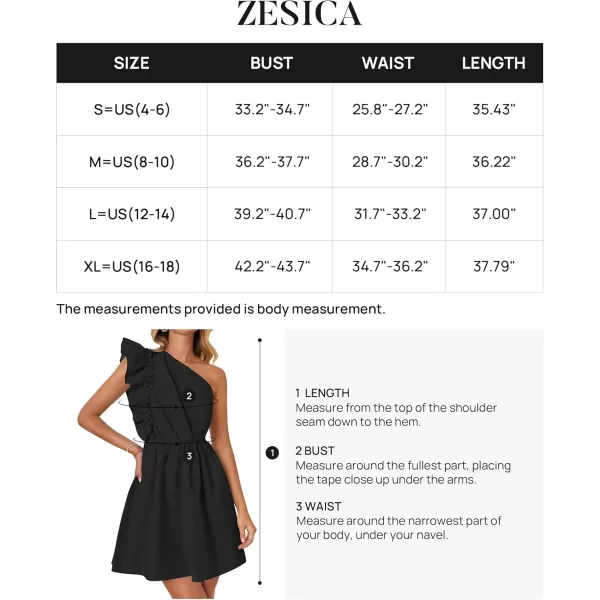 imageZESICA Womens Summer One Shoulder Ruffle Dress 2024 Boho Sleeveless Elastic High Waist Swing Mini DressesDim