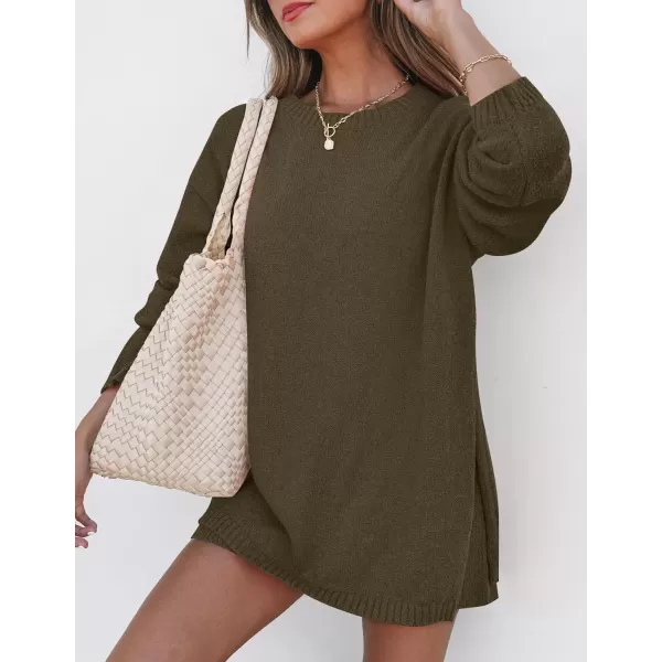imageZESICA Womens Two Piece Sweater Lounge Sets 2024 Fall Casual Knit Trendy Tunic and Shorts OutfitsArmy