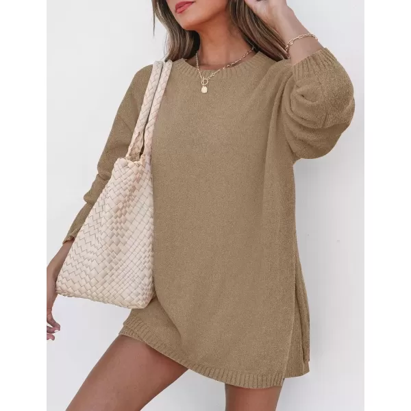 imageZESICA Womens Two Piece Sweater Lounge Sets 2024 Fall Casual Knit Trendy Tunic and Shorts OutfitsDarkkhaki