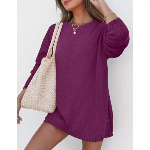 imageZESICA Womens Two Piece Sweater Lounge Sets 2024 Fall Casual Knit Trendy Tunic and Shorts OutfitsEggplant