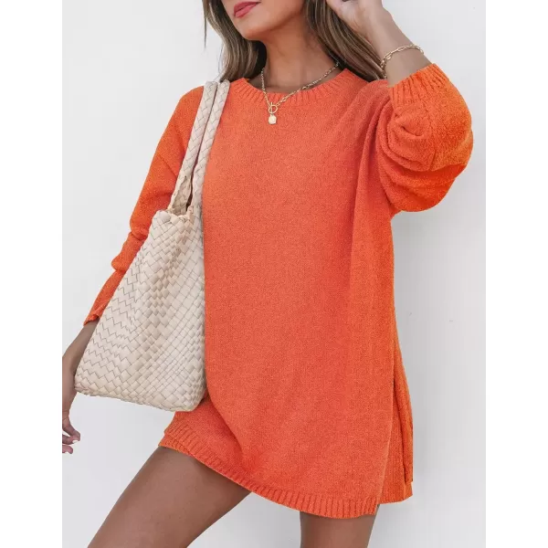 imageZESICA Womens Two Piece Sweater Lounge Sets 2024 Fall Casual Knit Trendy Tunic and Shorts OutfitsOrange