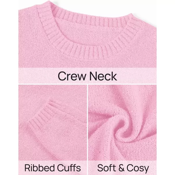 imageZESICA Womens Two Piece Sweater Lounge Sets 2024 Fall Casual Knit Trendy Tunic and Shorts OutfitsPink
