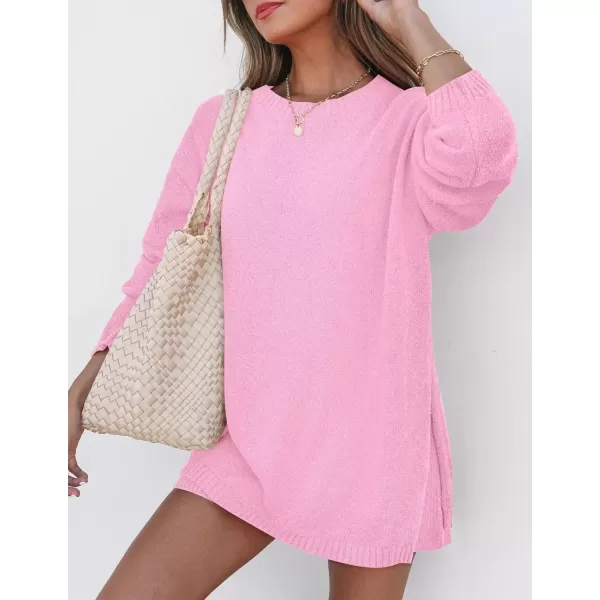 imageZESICA Womens Two Piece Sweater Lounge Sets 2024 Fall Casual Knit Trendy Tunic and Shorts OutfitsPink