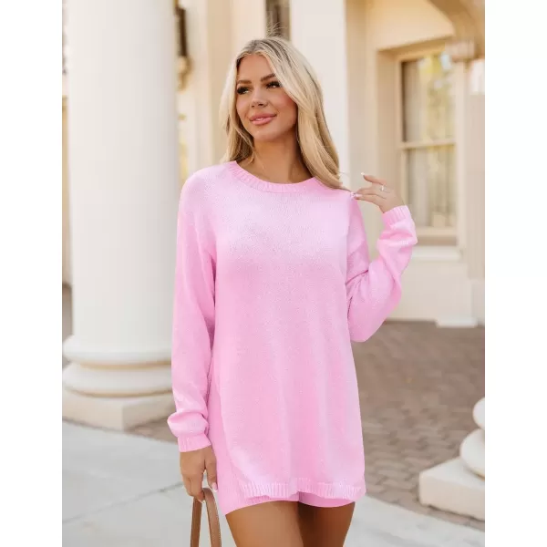 imageZESICA Womens Two Piece Sweater Lounge Sets 2024 Fall Casual Knit Trendy Tunic and Shorts OutfitsPink