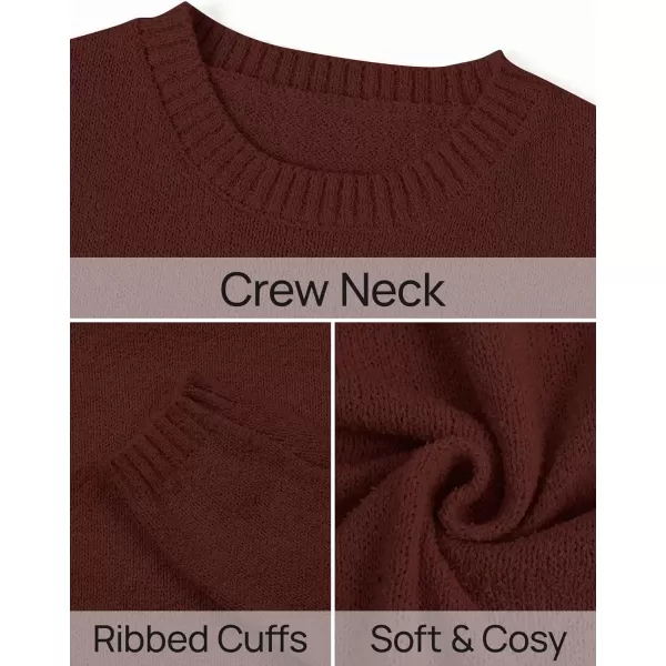 imageZESICA Womens Two Piece Sweater Lounge Sets 2024 Fall Casual Knit Trendy Tunic and Shorts OutfitsRedbrown