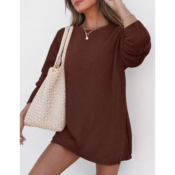 imageZESICA Womens Two Piece Sweater Lounge Sets 2024 Fall Casual Knit Trendy Tunic and Shorts OutfitsRedbrown