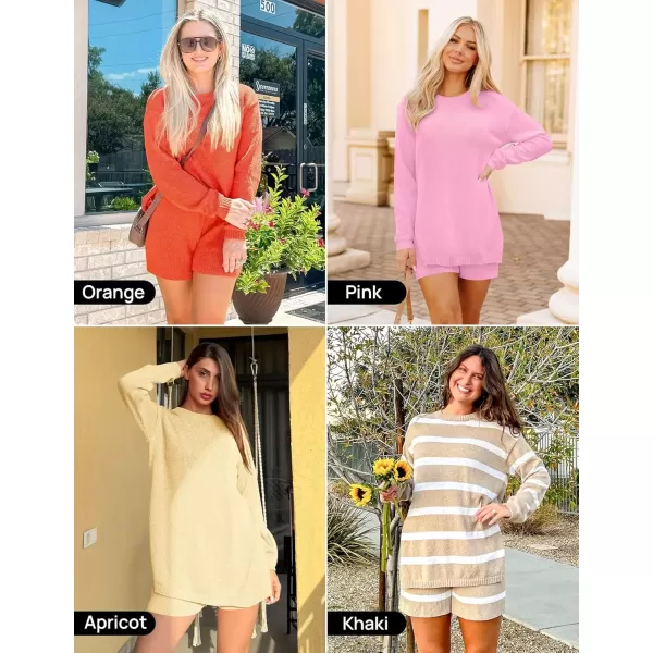imageZESICA Womens Two Piece Sweater Lounge Sets 2024 Fall Casual Knit Trendy Tunic and Shorts OutfitsTaro