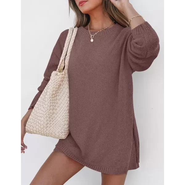 imageZESICA Womens Two Piece Sweater Lounge Sets 2024 Fall Casual Knit Trendy Tunic and Shorts OutfitsTaro