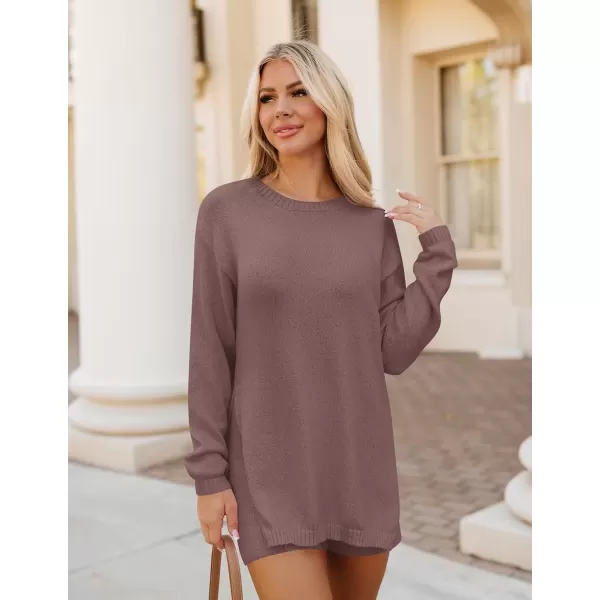 imageZESICA Womens Two Piece Sweater Lounge Sets 2024 Fall Casual Knit Trendy Tunic and Shorts OutfitsTaro