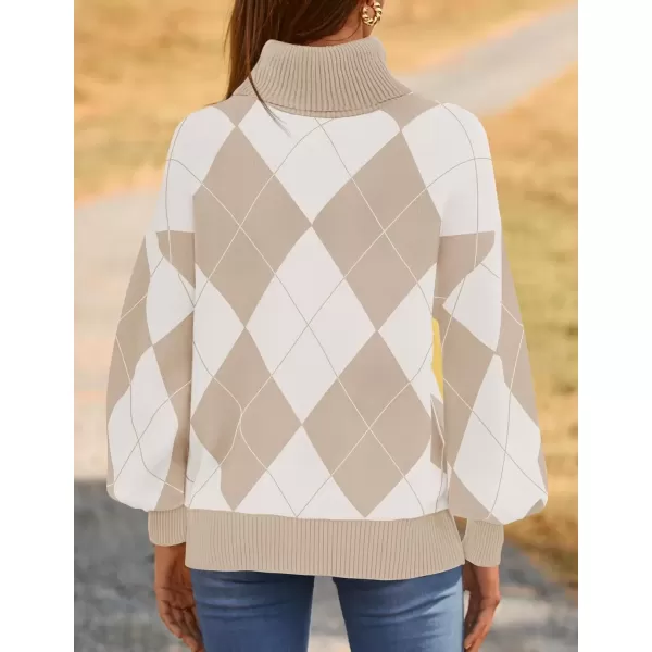 imageZESICA Sweaters for Women 2024 Fall Fashion Turtleneck Long Sleeve Ribbed Knit Loose Pullover TopsApricot